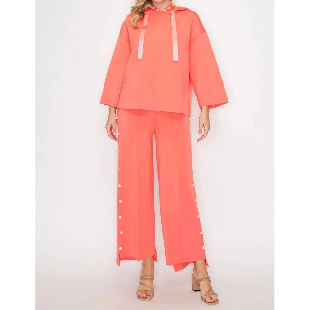 NEW JOH farrah french scuba pearl pants in peach
